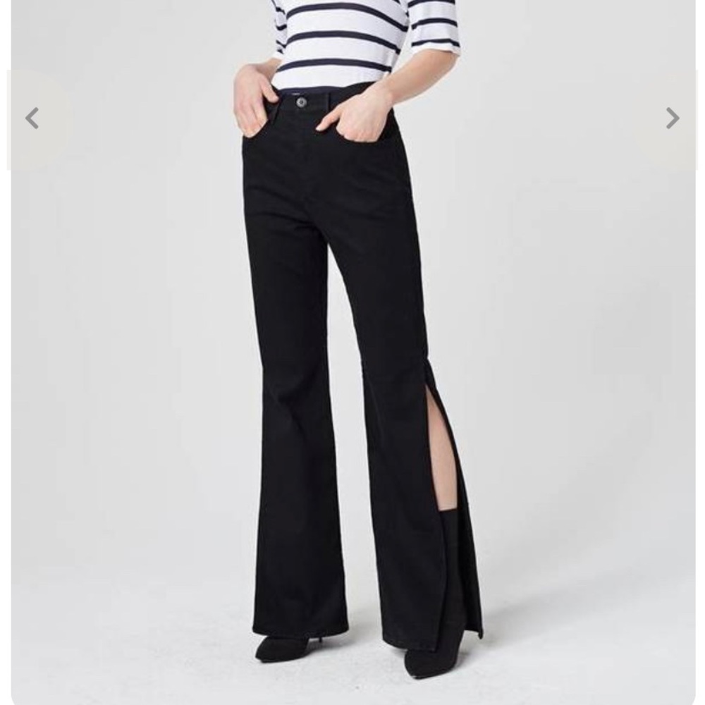 NEW 3X1 NYC Slit Flare Hight Rise Flare Leg Black Full Length Jean Size …